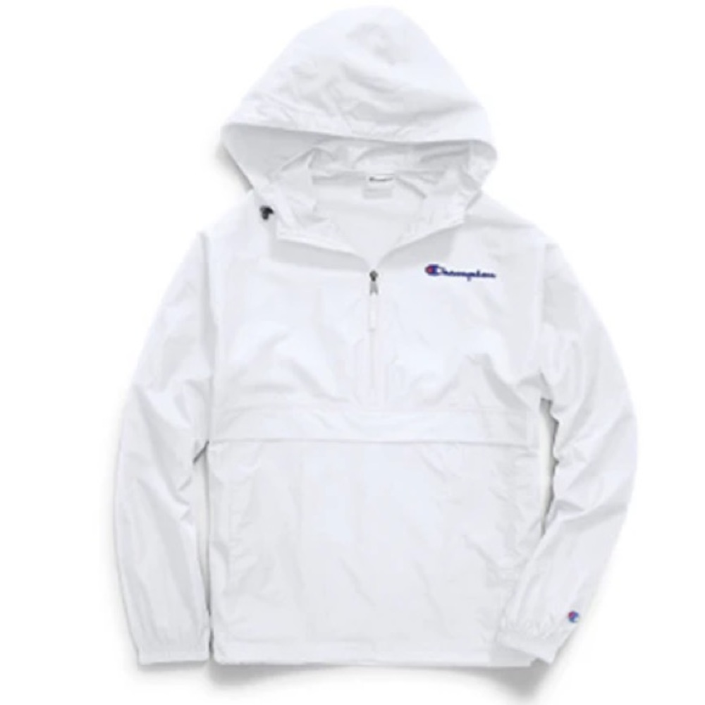 Champion White Pullover Half Zip Windbreaker